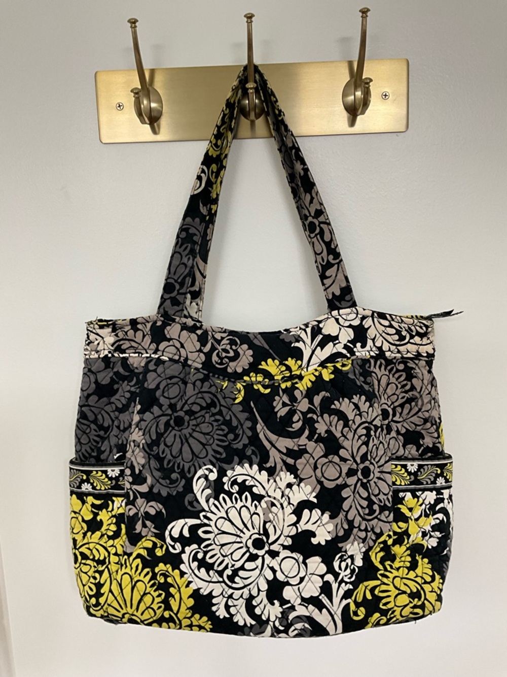 Vera Bradley Baroque Floral Bag in Black, Gray & Yellow